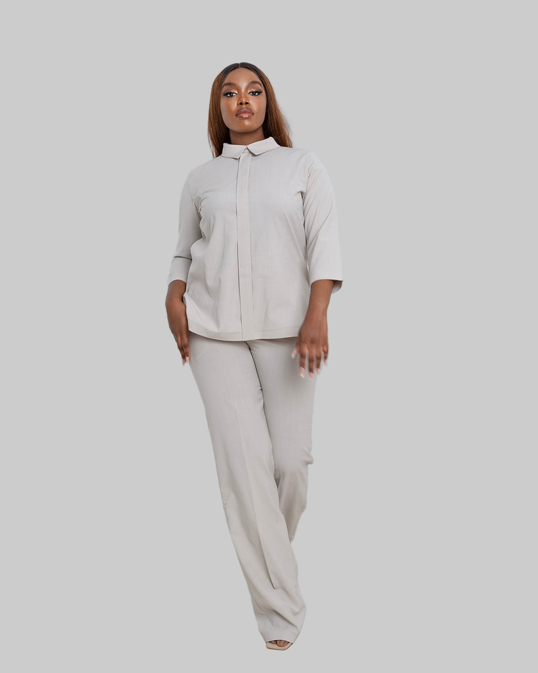 Cowl Back Linen Pants Set