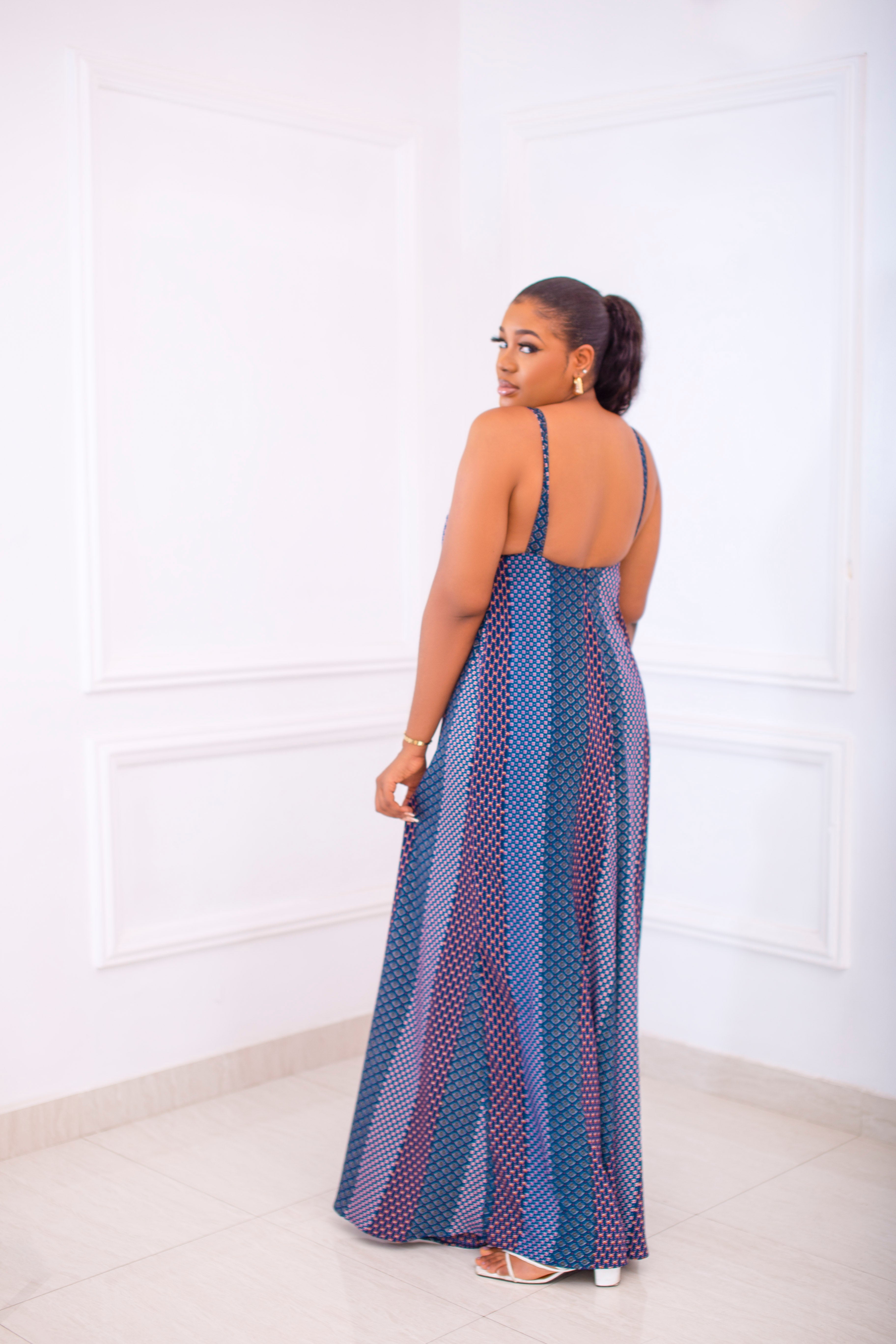 Blue backless hot sale jumpsuit