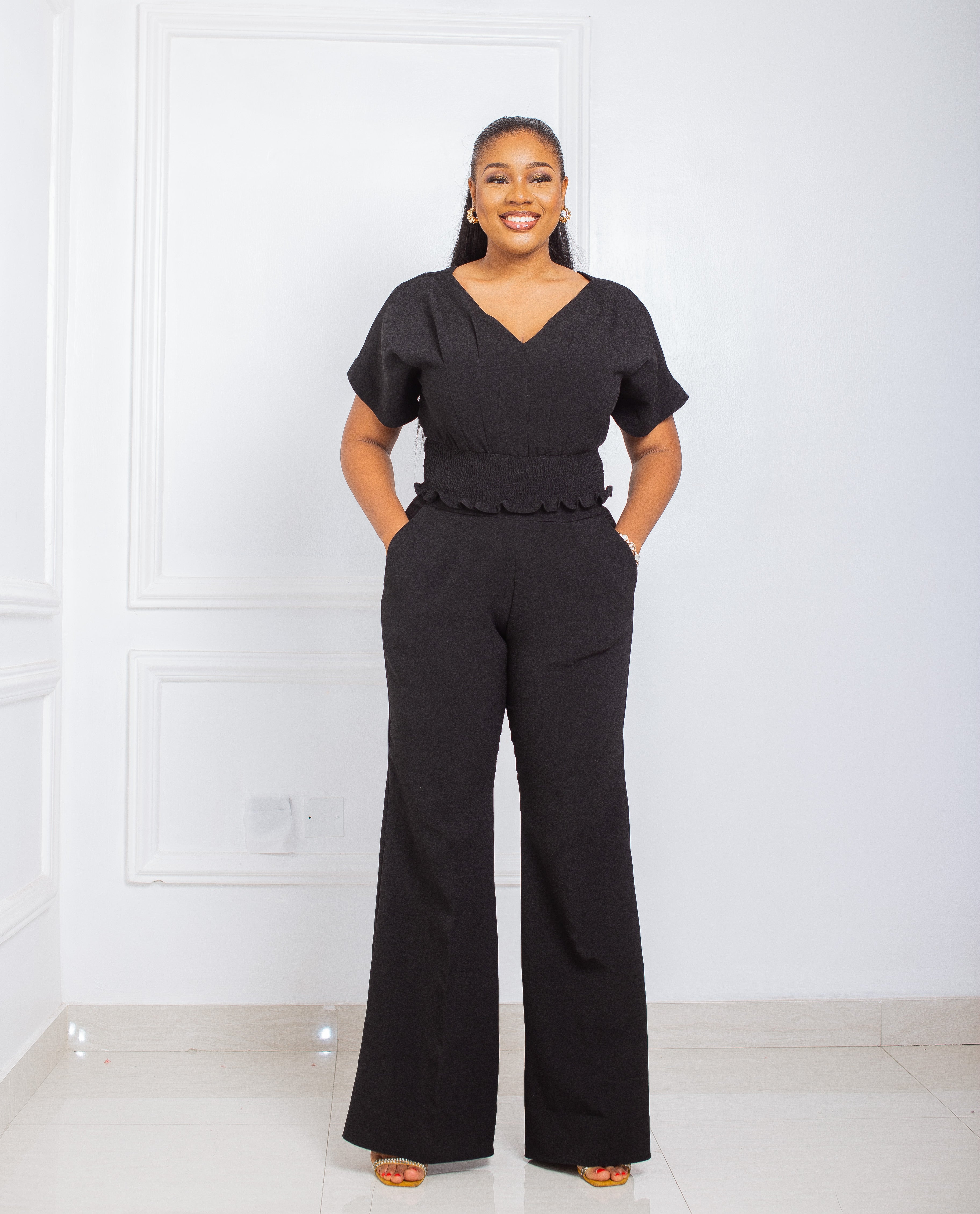 Black Bell Bottoms Pants Set