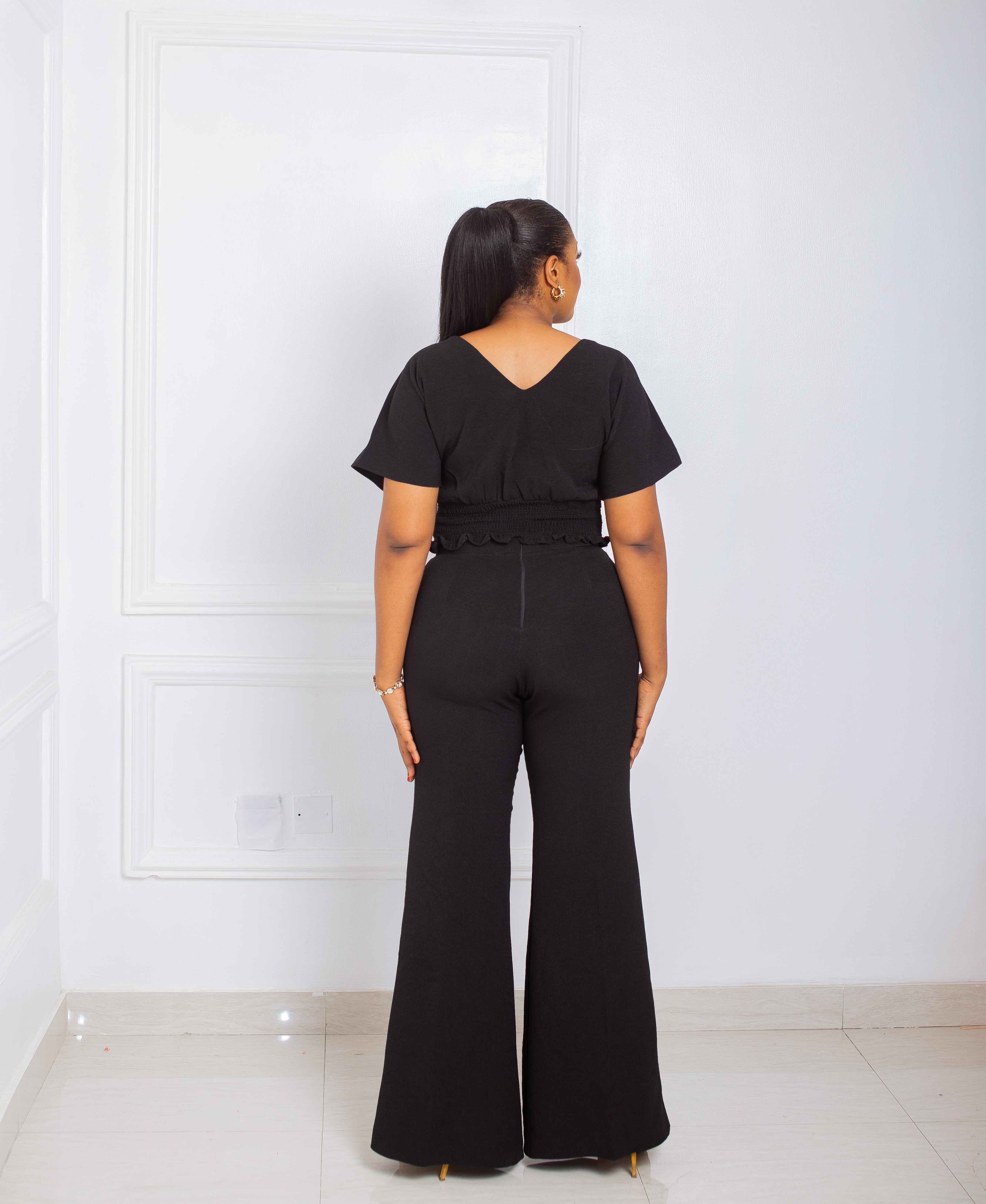 Black Bell Bottoms Pants Set