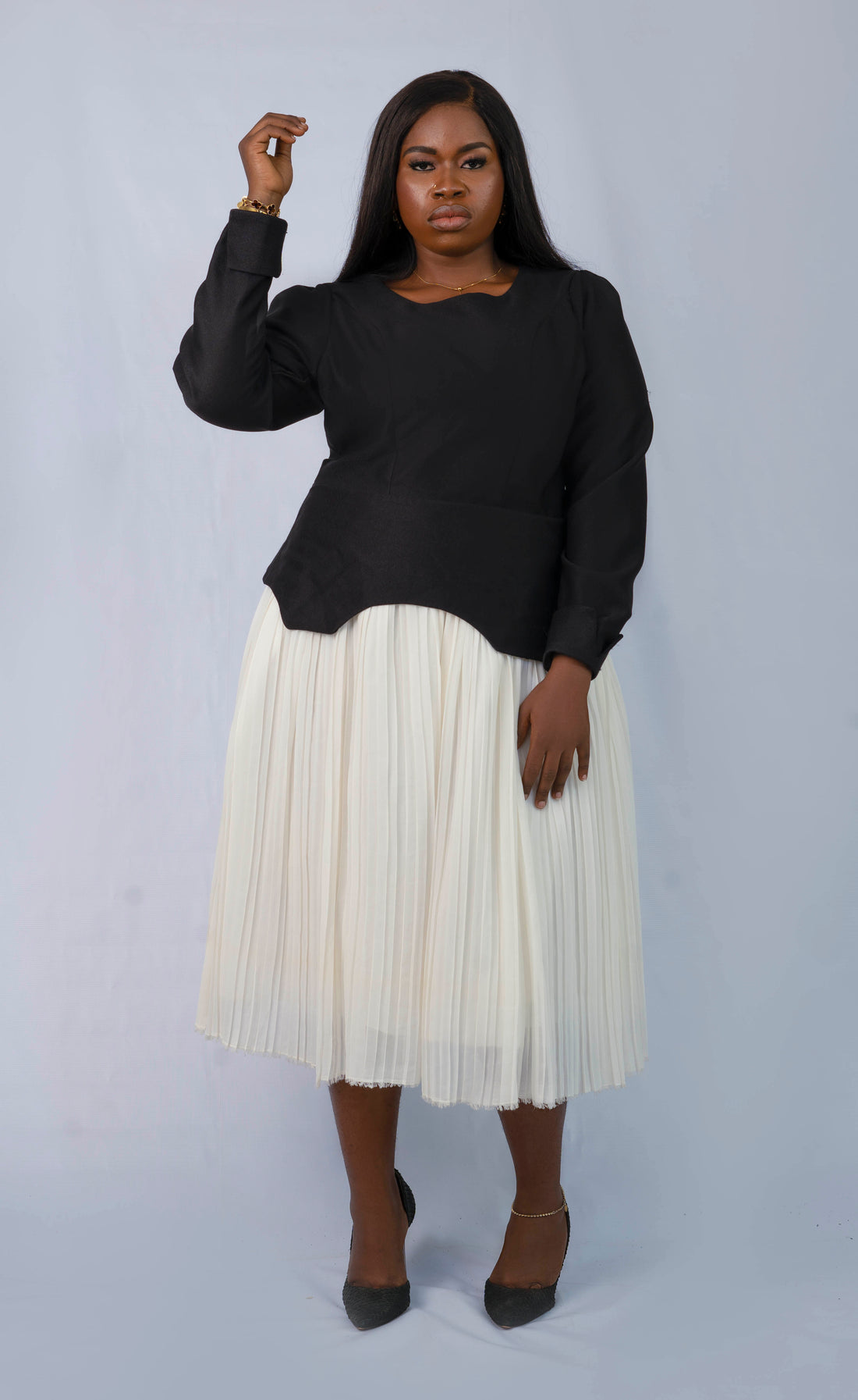 Monochrome Midi Mismatch Dress