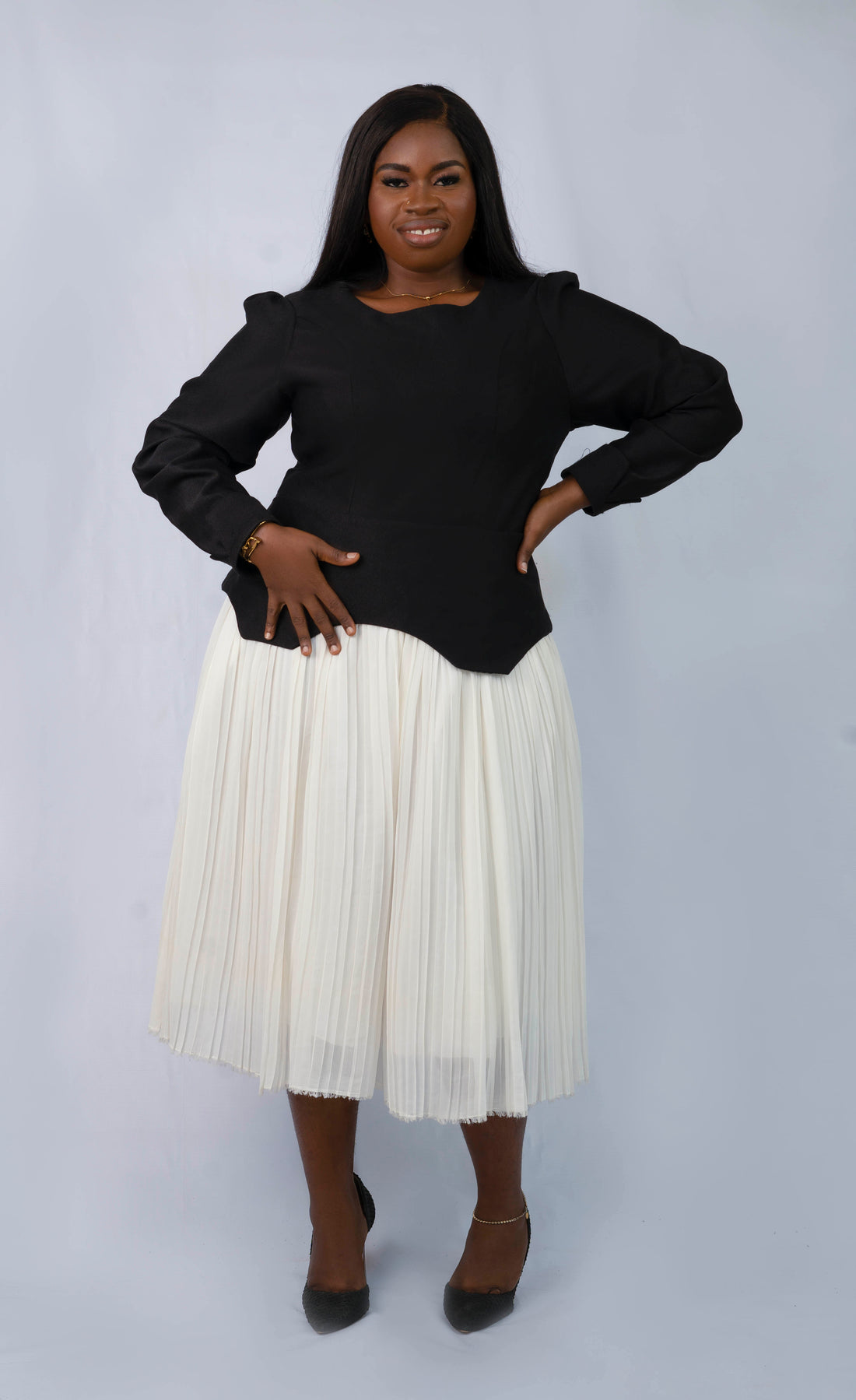 Monochrome Midi Mismatch Dress
