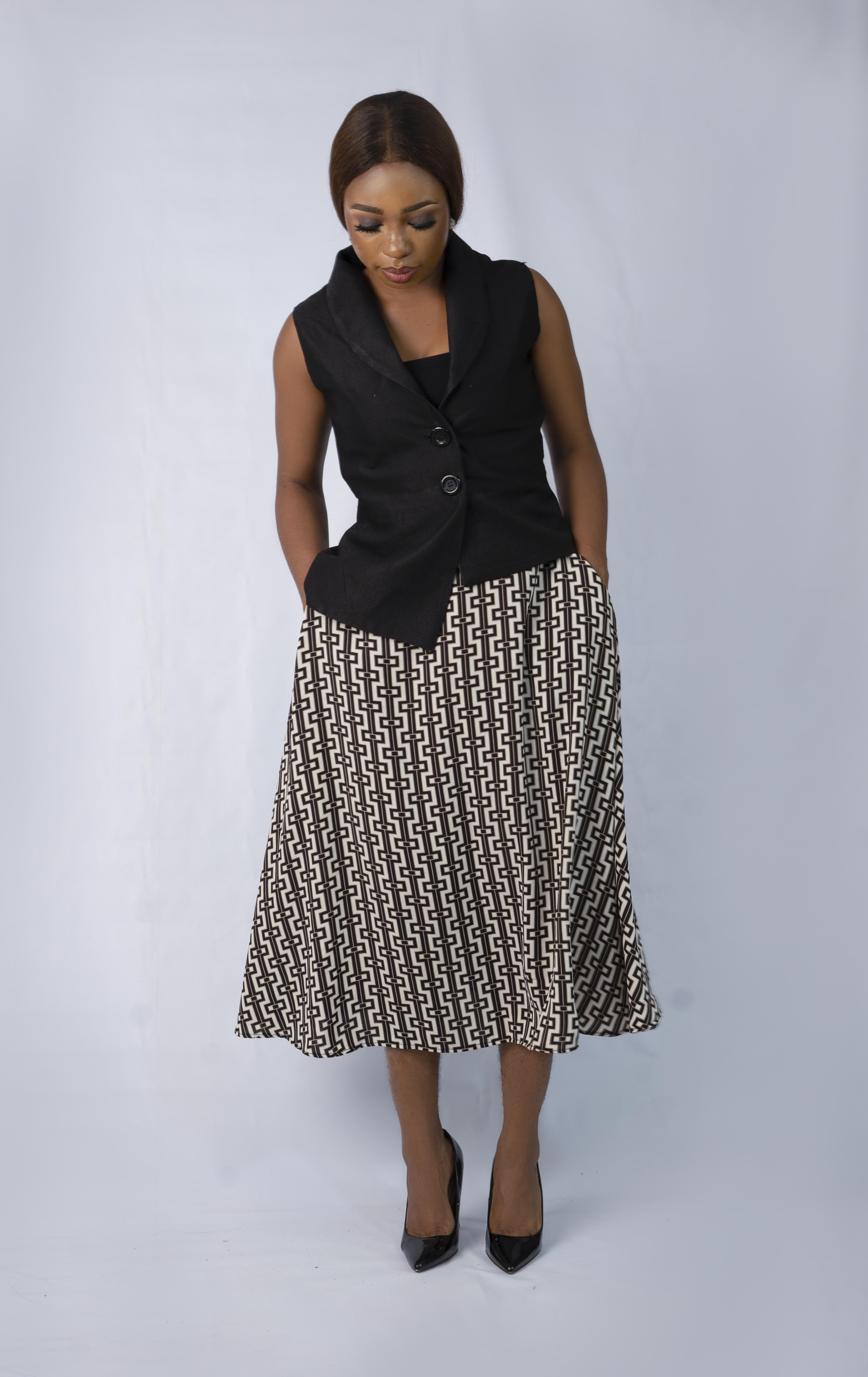 Monochrome Midi Skirt Set