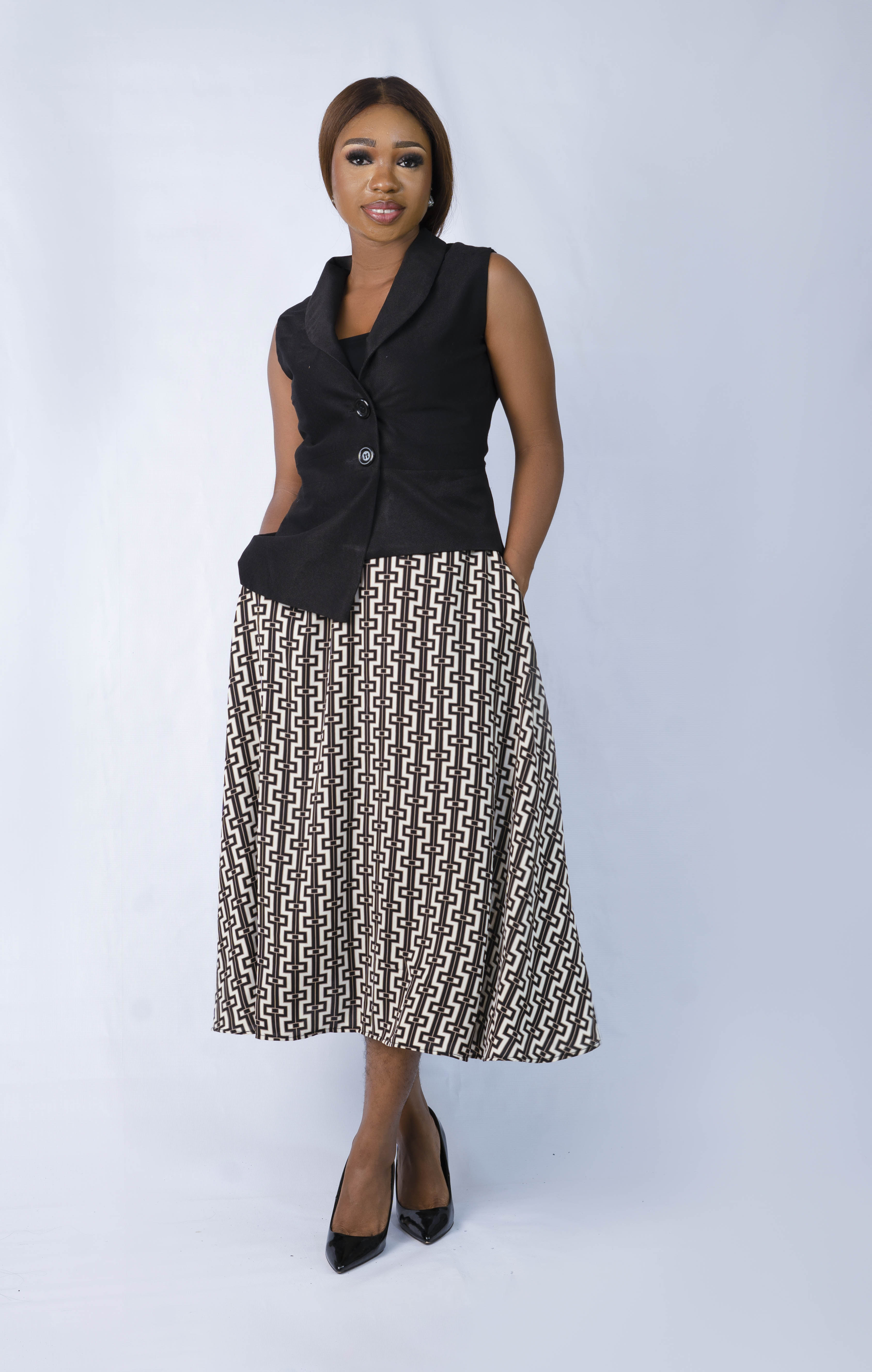 Monochrome Midi Skirt Set