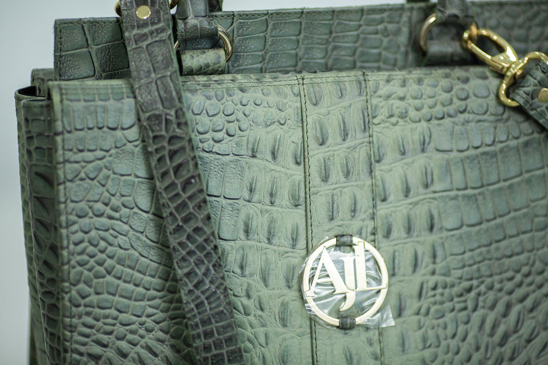 Grand Dame Grey Croc Bag