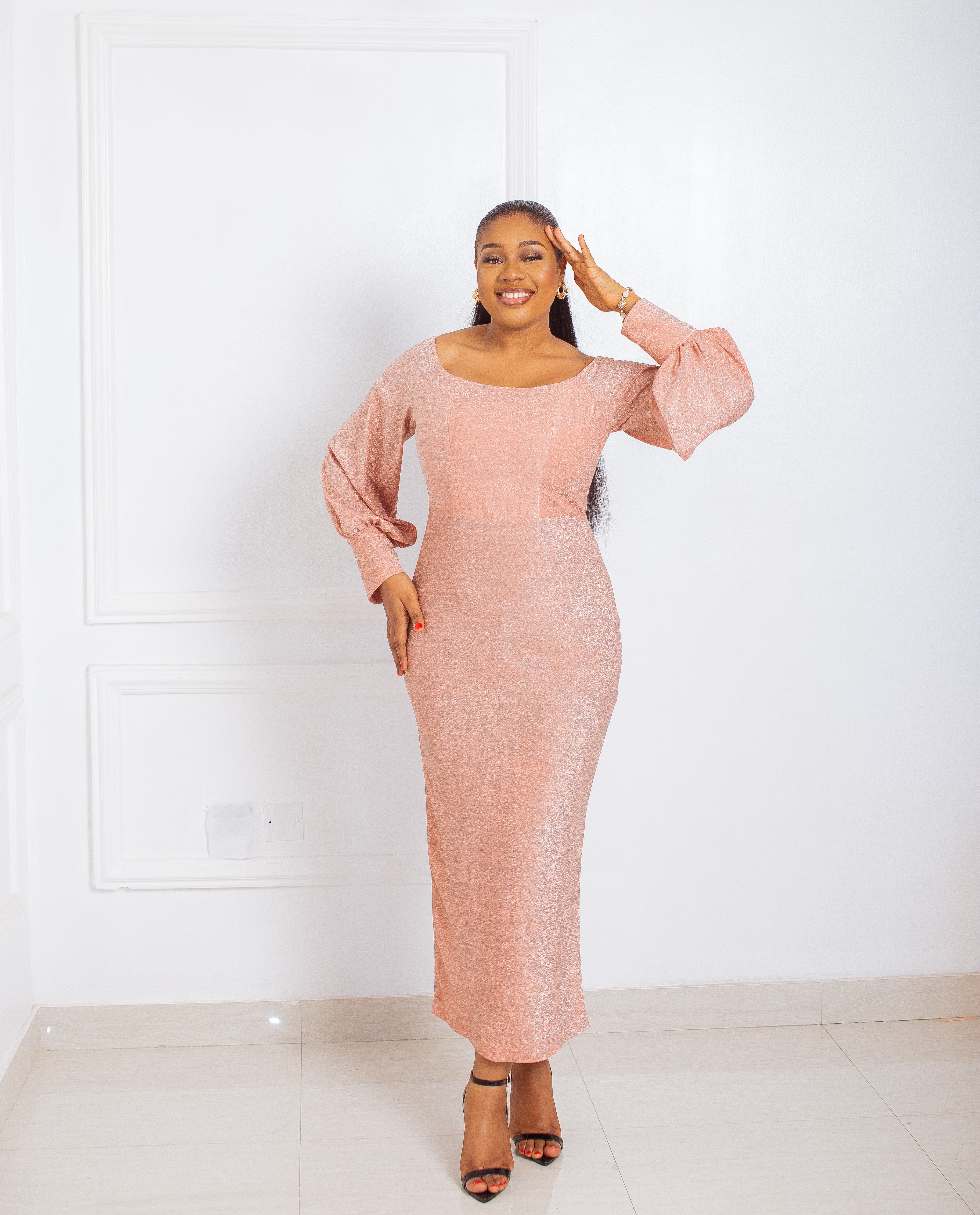 Peach Shimmer Dress – AyodeleJayne Lagos