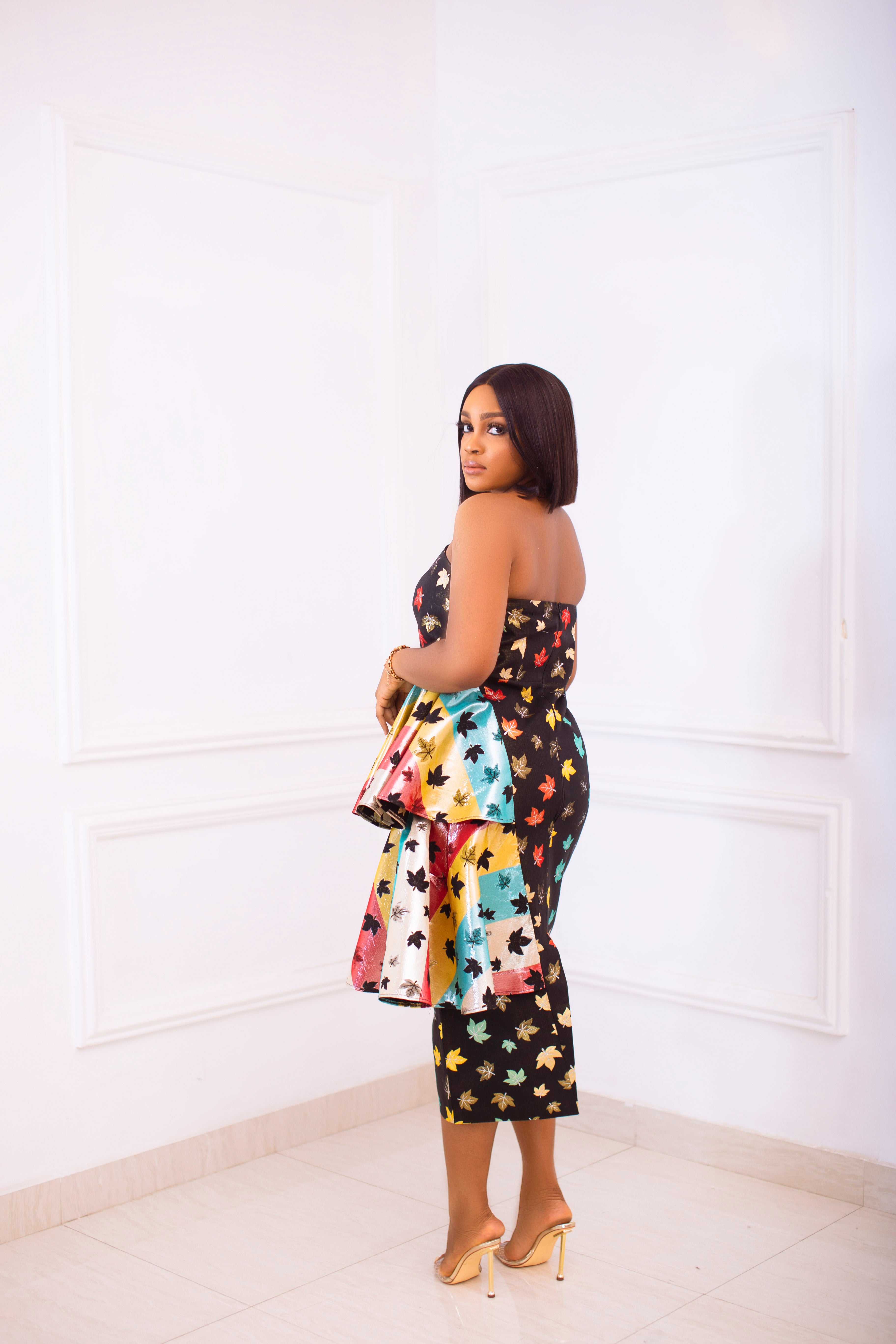 Strapless Mixmatch Midi Dress