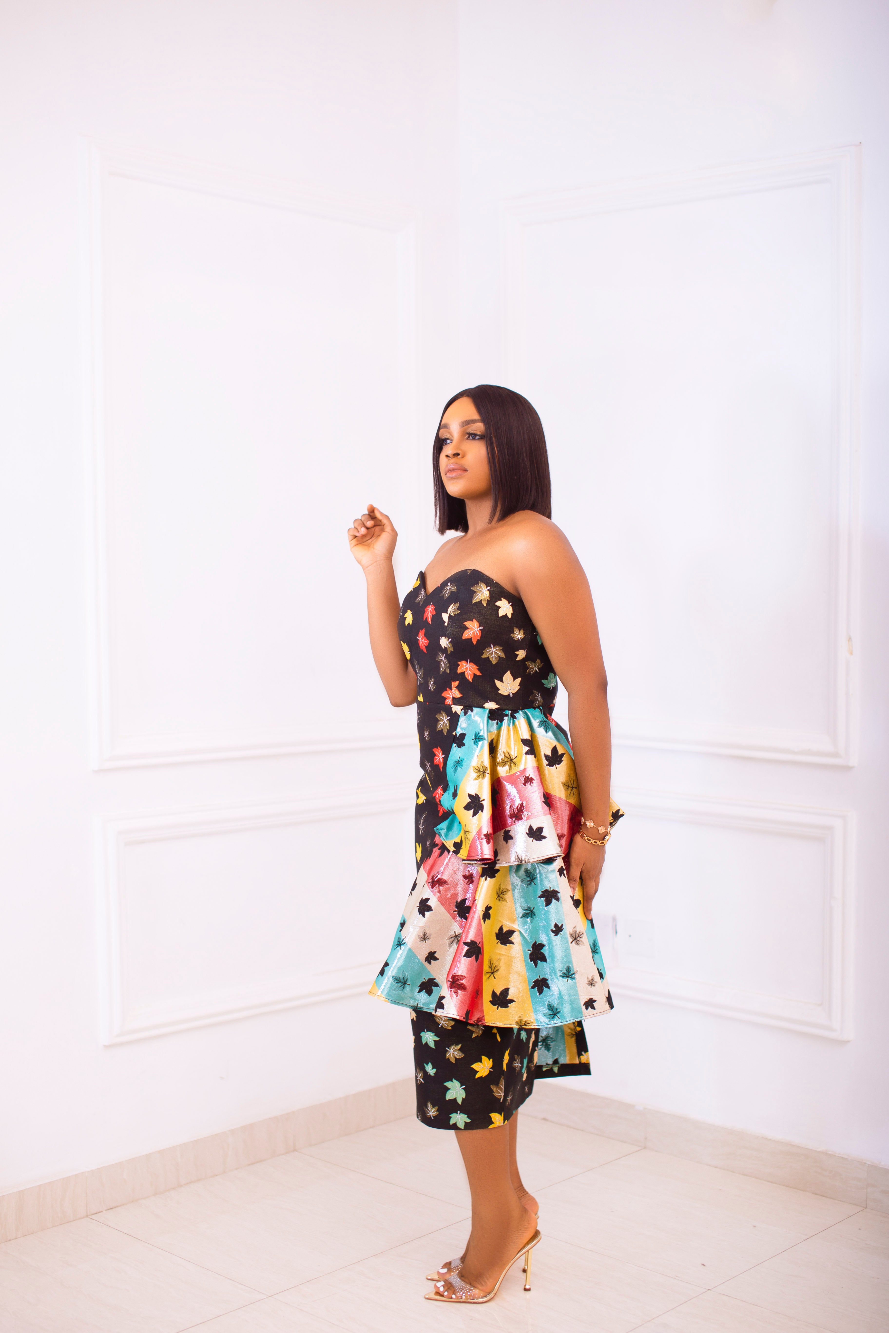 Strapless Mixmatch Midi Dress