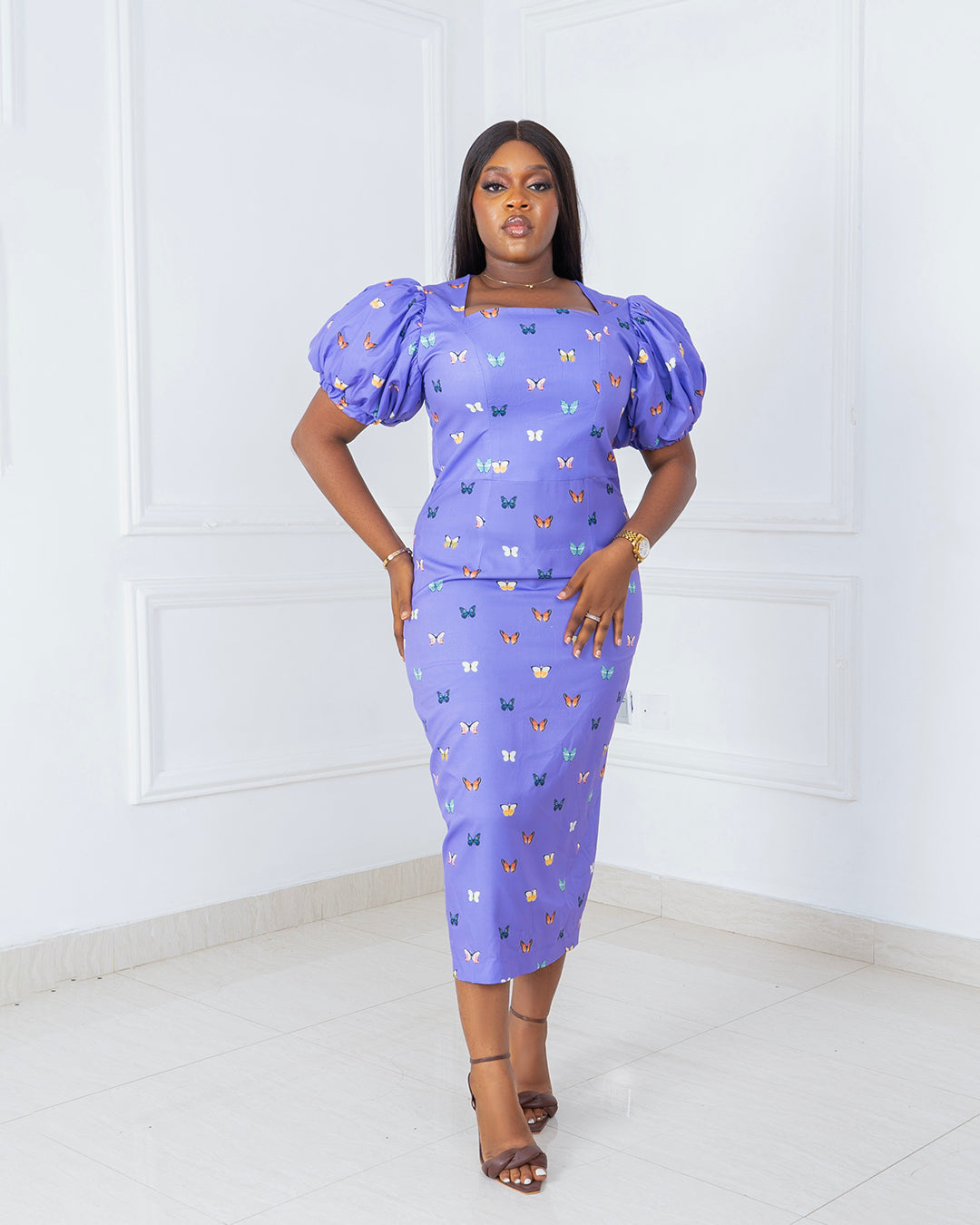 Plus size pencil dress with outlet sleeves