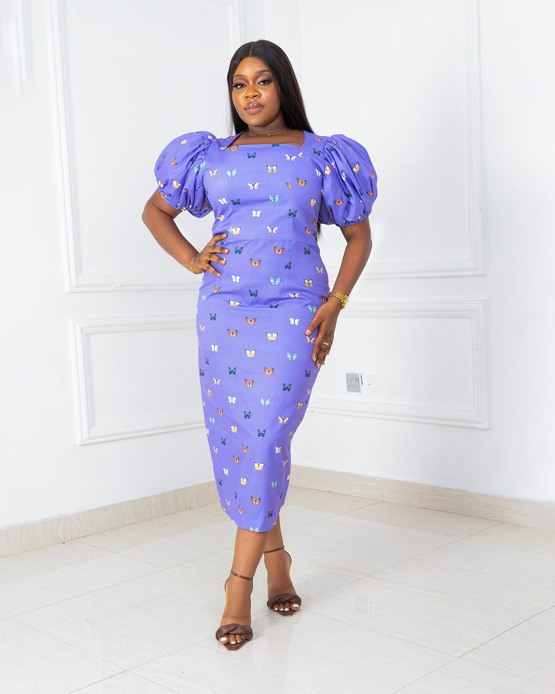 Puff Sleeves Pencil Dress