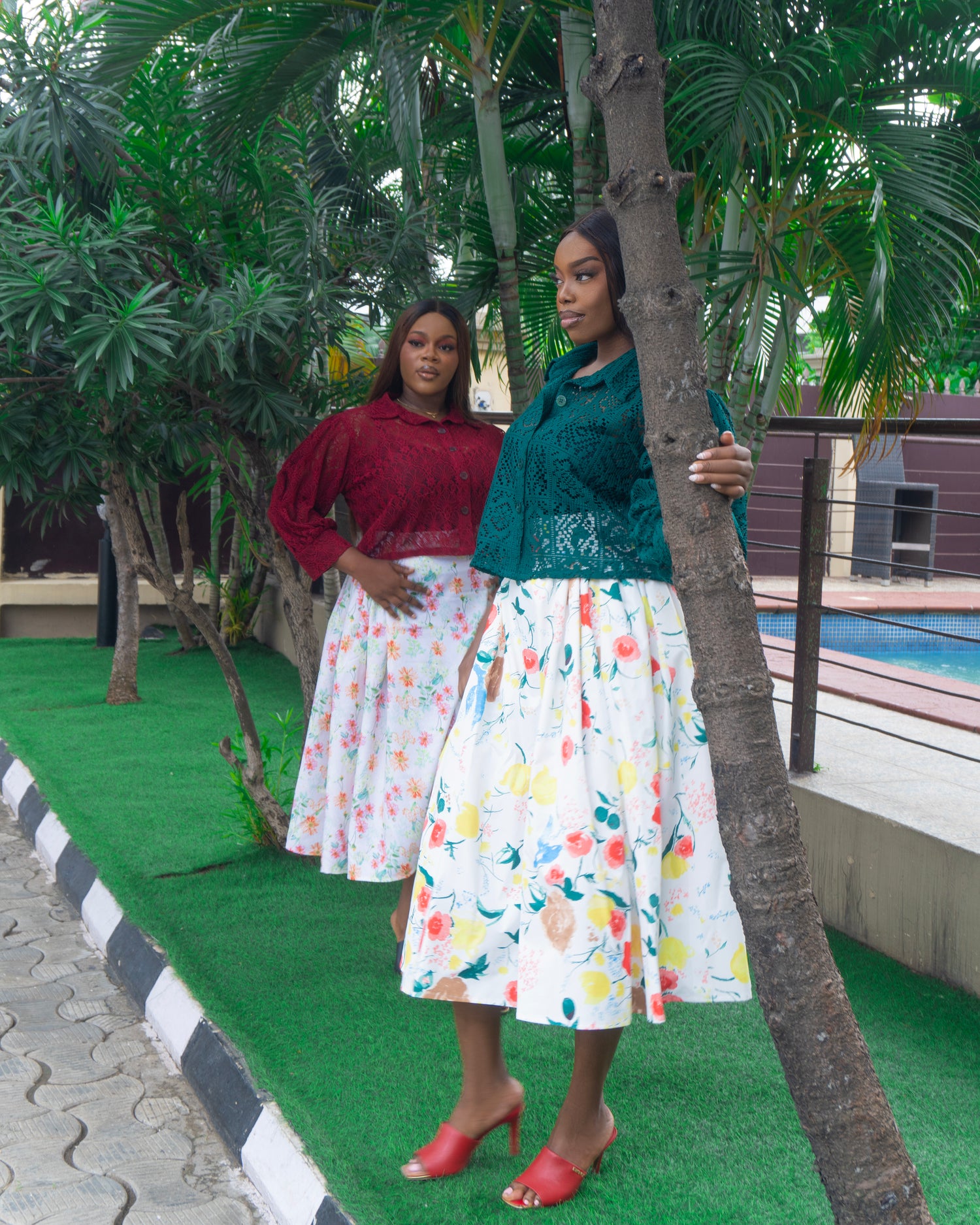 Floral and Lace Skirt Set