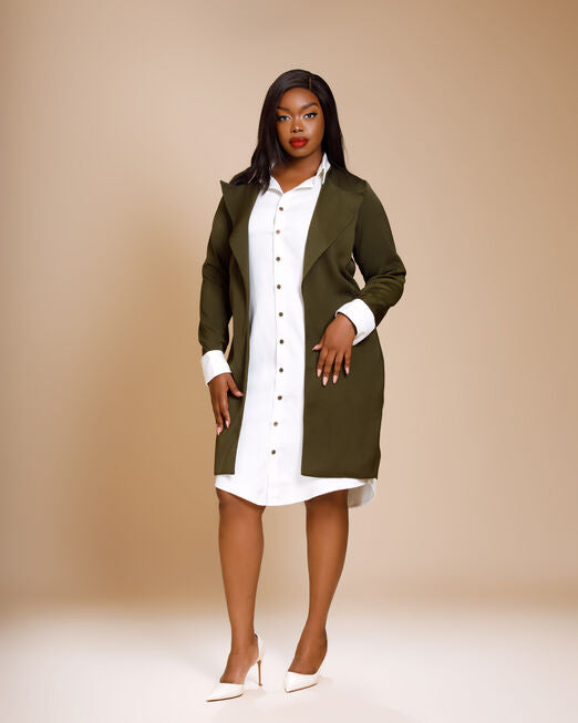 Olive Green Long Sleeve Dress With Jacket Olive Green Gold Zipper Long Sleeve Jacket Dress Hot Olive Green Long Sleeve Dress With Jacket Olive Green Gold Zipper Long Sleeve Jacket Dress Hot