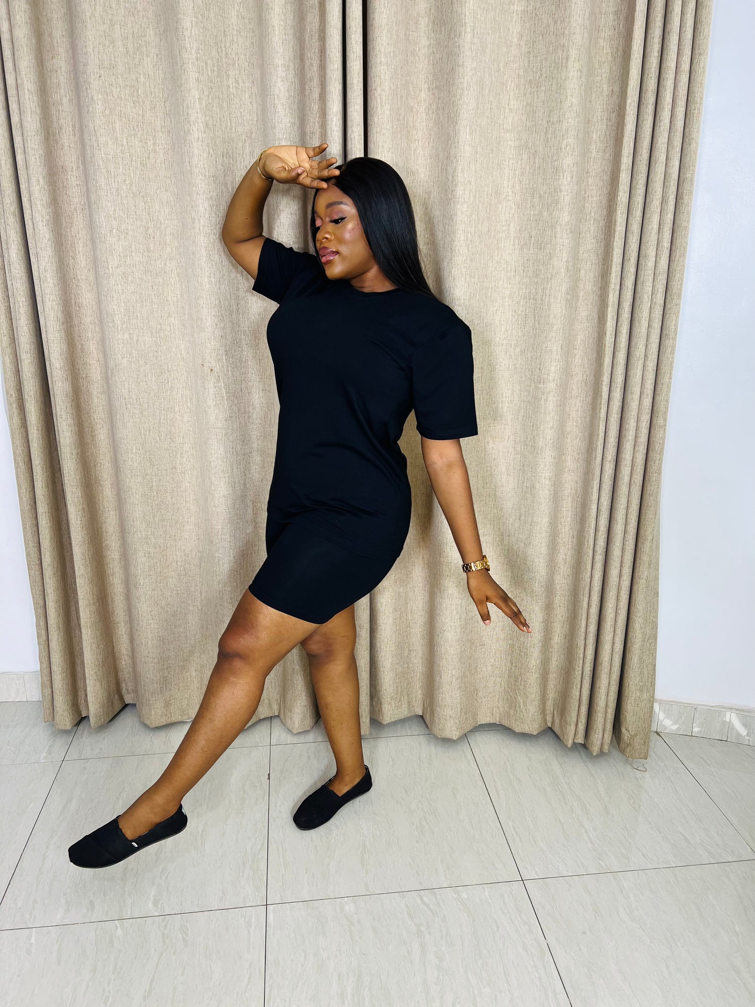 Black Biker Shorts Set