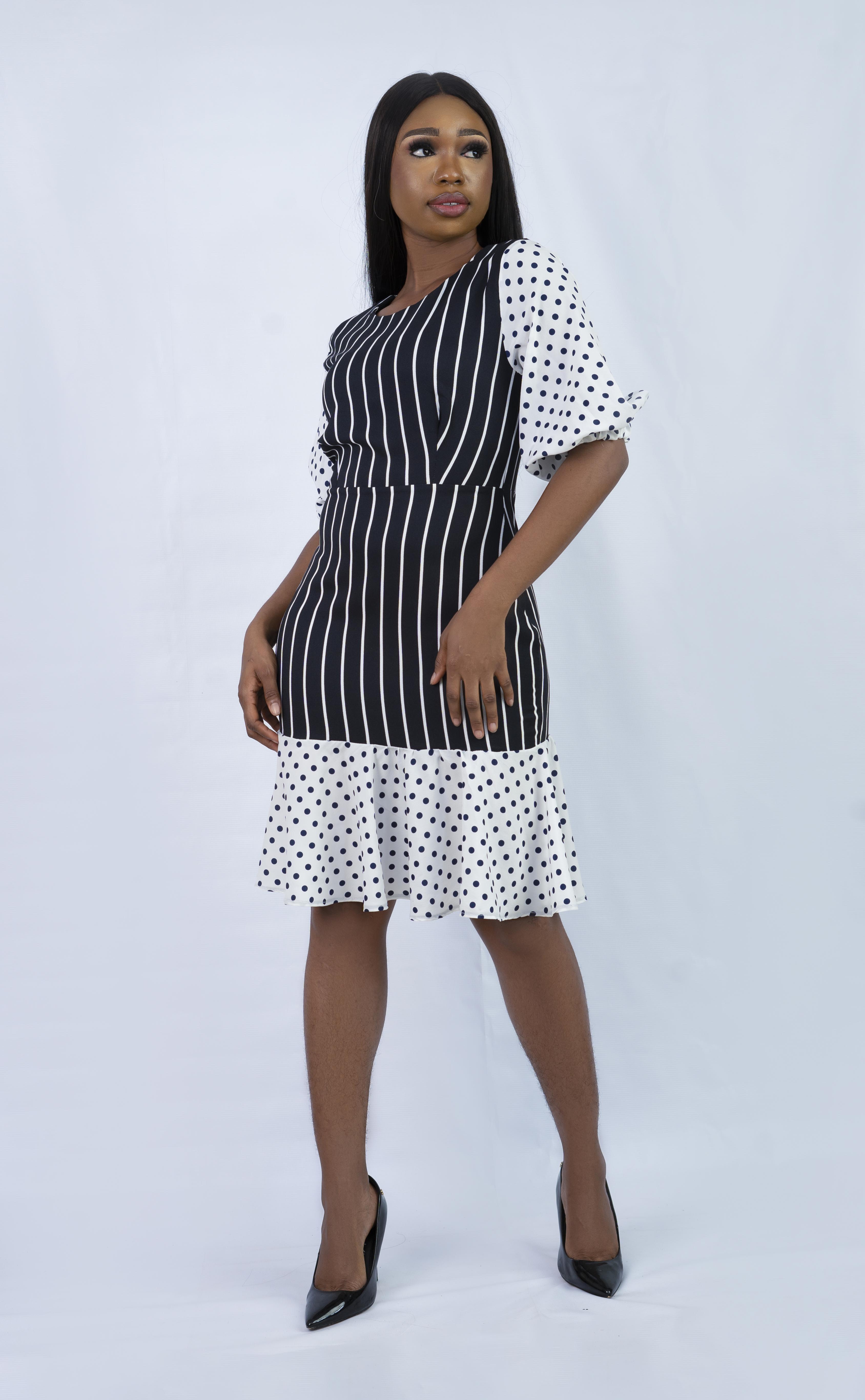 Stripes &amp; Dots Flounce Dress