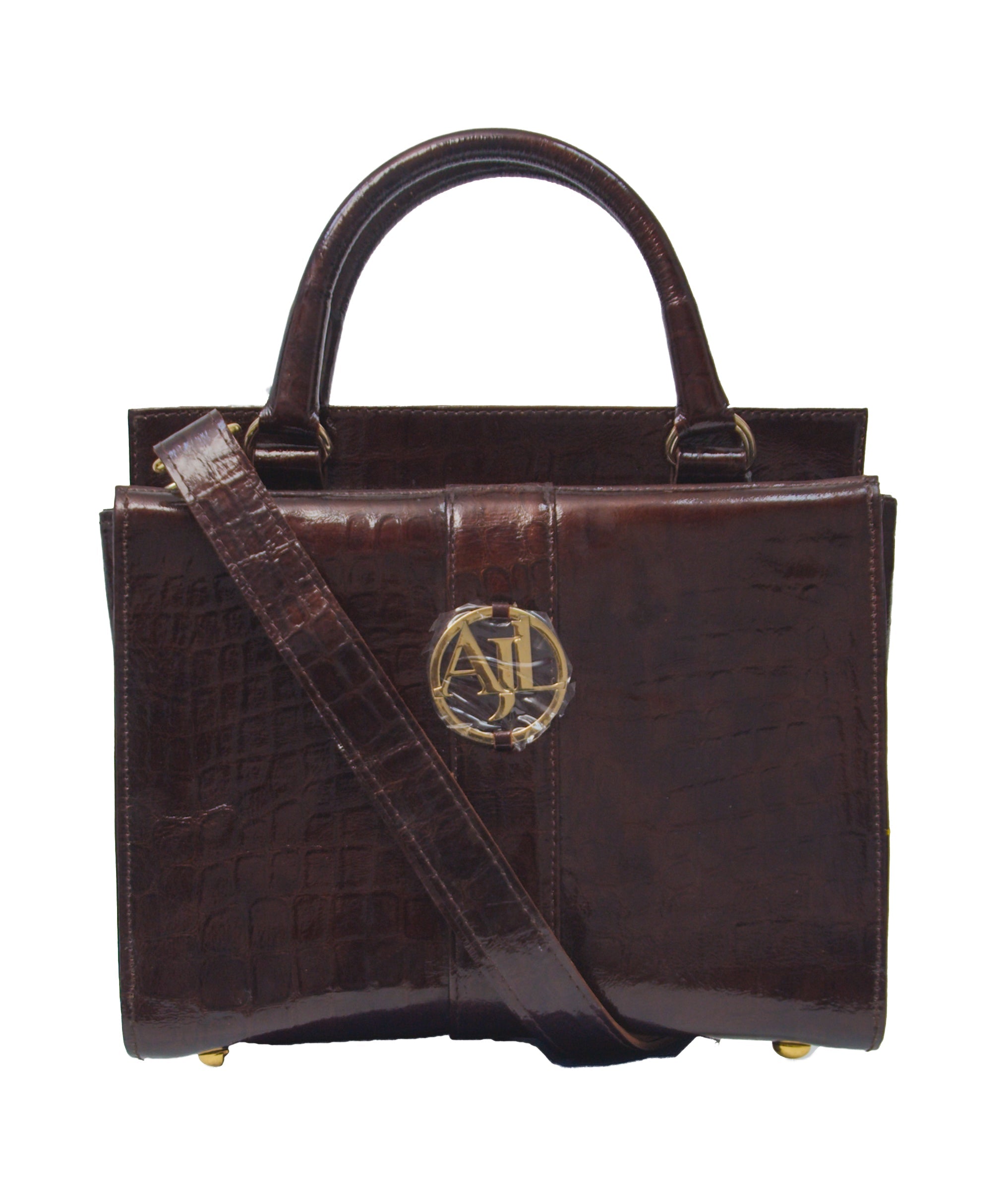 Burgundy croc leather Midi handbags