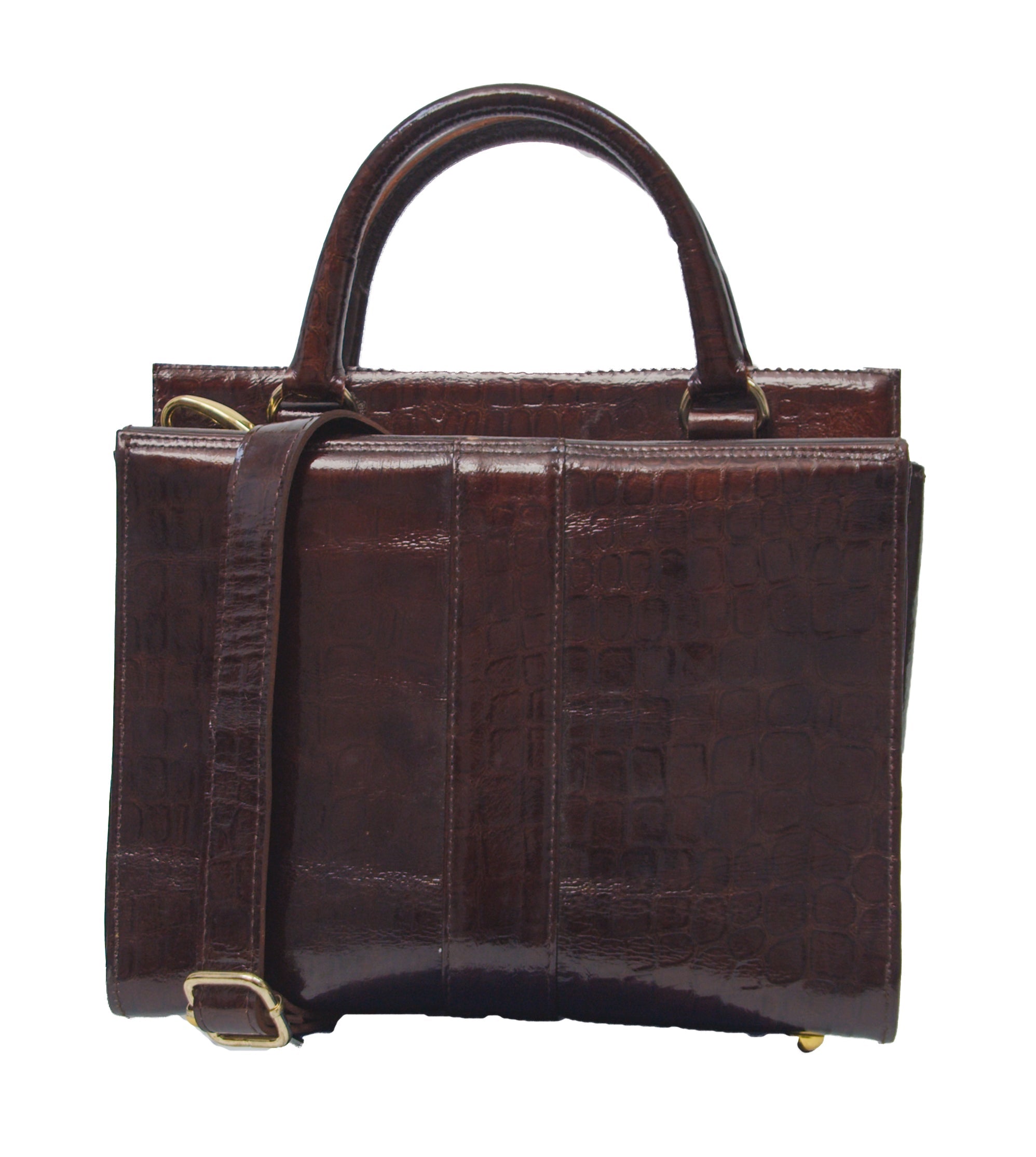Burgundy croc leather Midi handbags