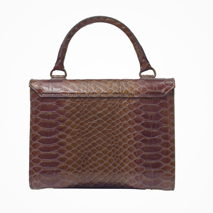 Oxblood snakeskin midi box handbag