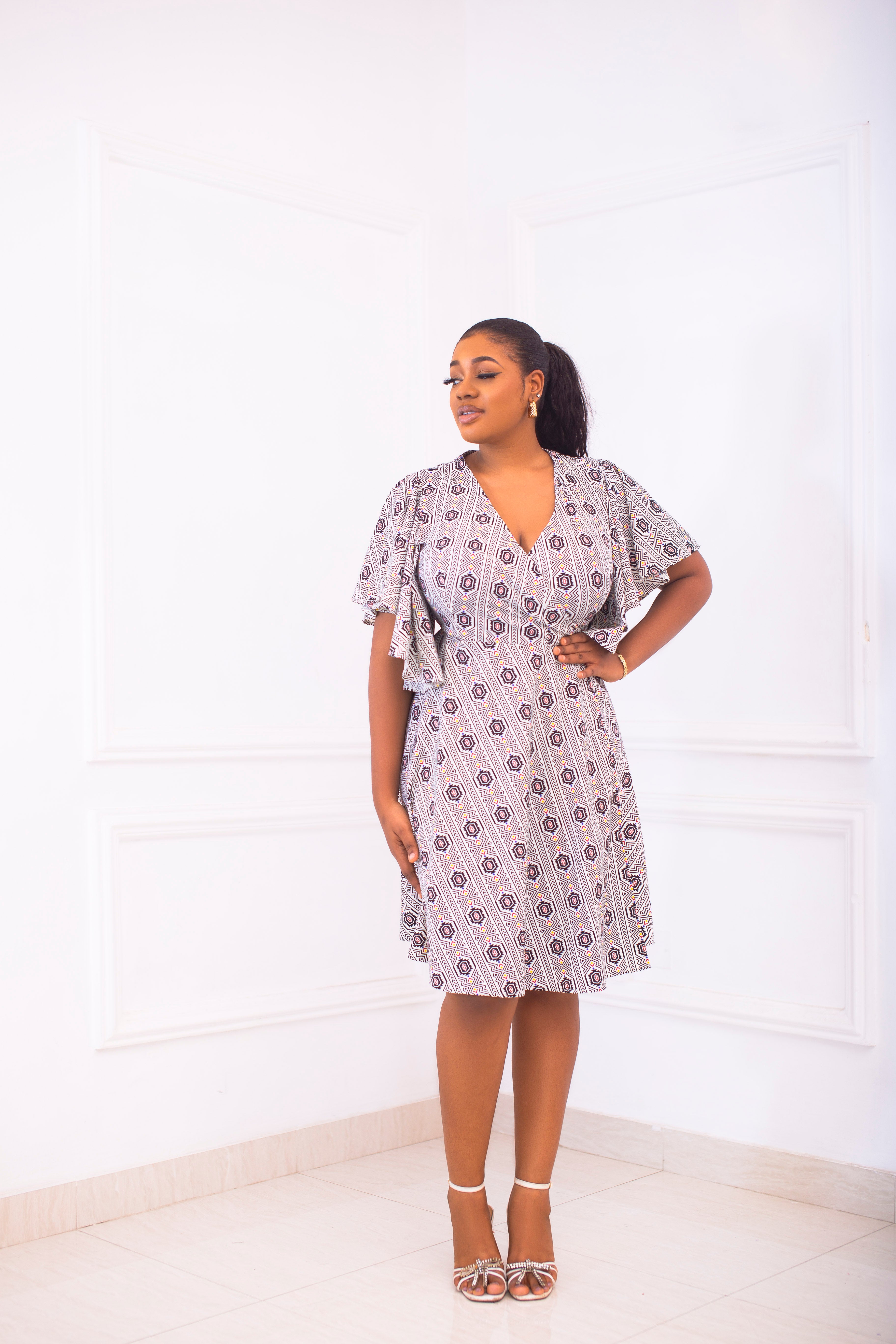Flutter Sleeves Full Wrap Dress AyodeleJayne Lagos