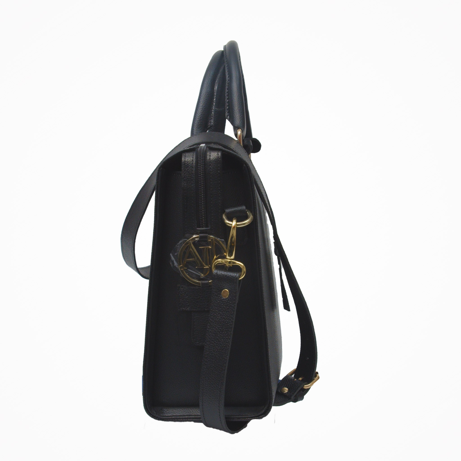 Grand Dame Black Pebbled Leather Bag