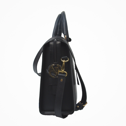 Grand Dame Black Pebbled Leather Bag