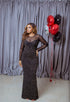 Black stretchy fish aline floor length gown