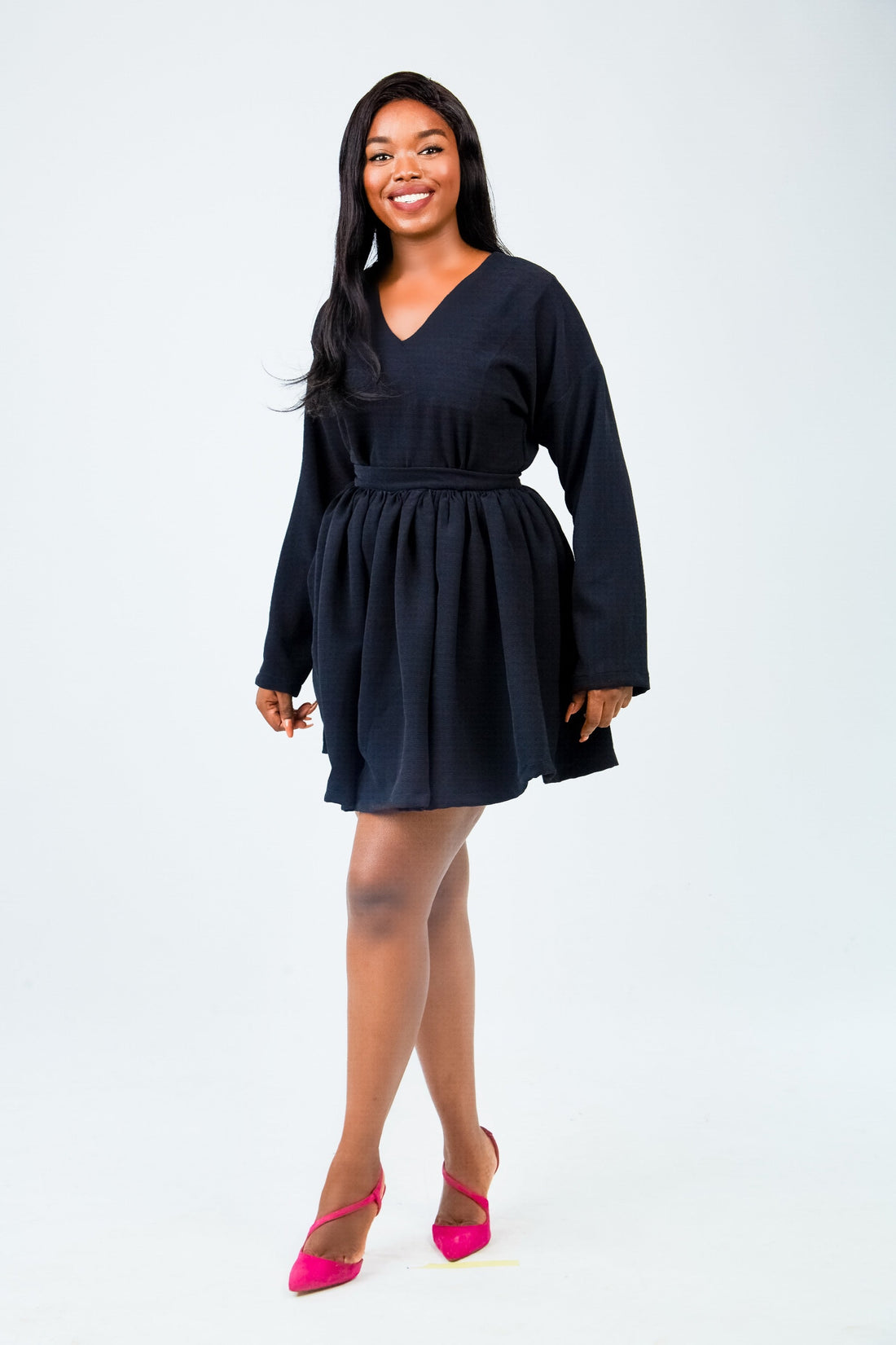 Two piece full skirt long sleeve work or date